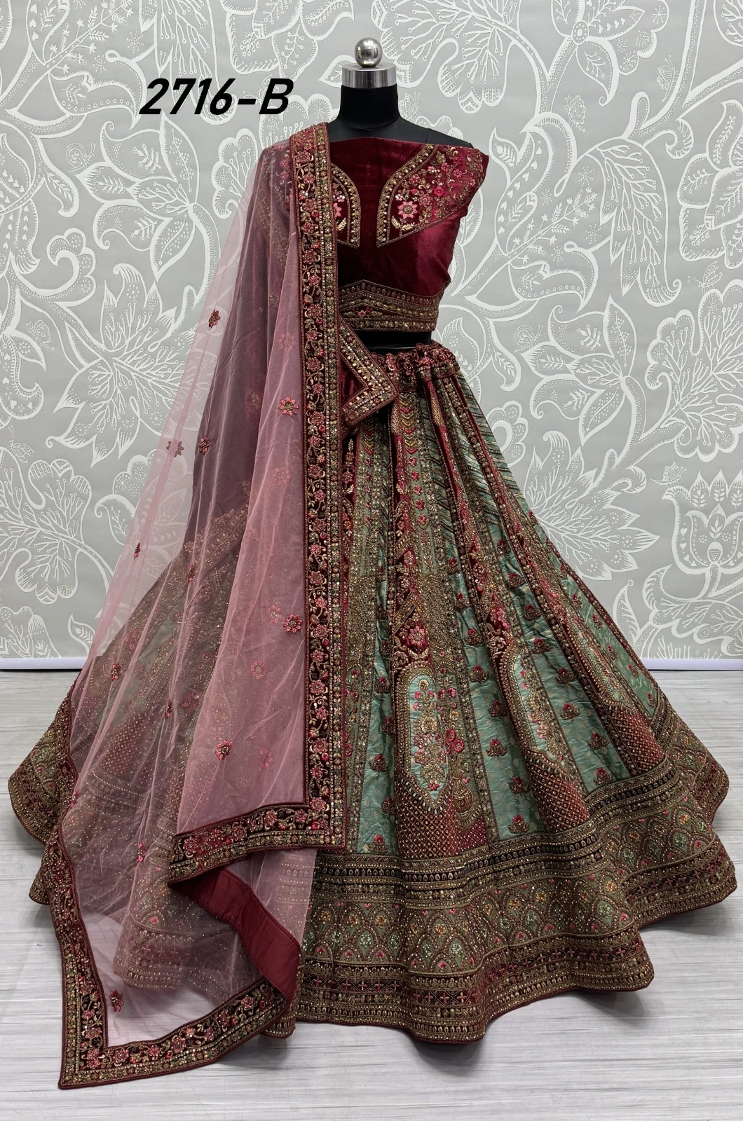 Anjani Art 2716A To 2716C Velvet Wholesale Lehenga Catalog — Wholesale Lehenga, MPA wholesale from Surat — view 11